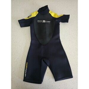 Aqua Lung Sport Youth Wetsuit Shorty Black Yellow Size L Kids Scuba Snorkel